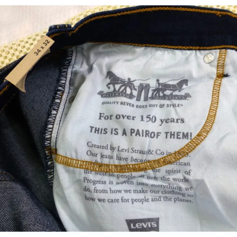 Levis 513 Slim Straight Stretch Jeans 34X32 Mens Original Riveted Denim - Picture 8 of 10